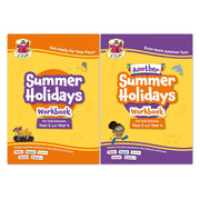 Summer Holidays Activity Workbook 2-book set by CGP Books for ages 7-9, paperback covers