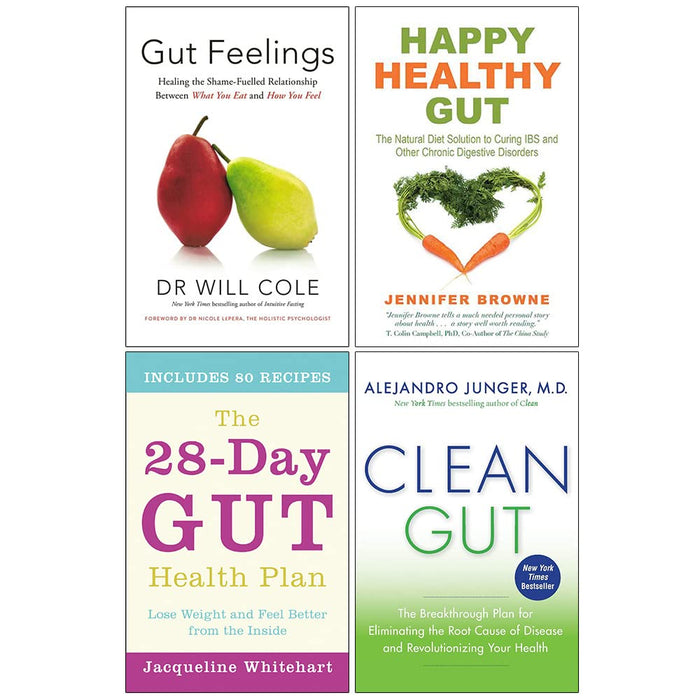 Gut Feelings [Hardcover], Happy Healthy Gut, The 28-Day Gut Health Plan and Clean Gut 4 Books Collection Set - The Book Bundle