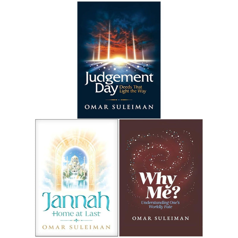 Set of three hardcover books from Omar Suleiman's Judgement Day Collection, featuring Islamic non-fiction titles by Kube Publishing UK.