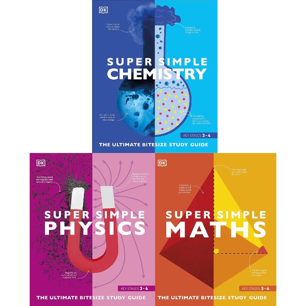 Dk12 Math Study Guide DK Super Simple Study Guide 3 Books Collection Set Maths, Chemistry, P ...