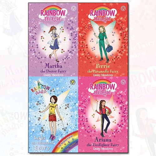 Rainbow Magic Helping Fairies Collection 4-book set featuring Martha the Doctor Fairy, colorful fairies from Daisy Meadows' Orchard Books.