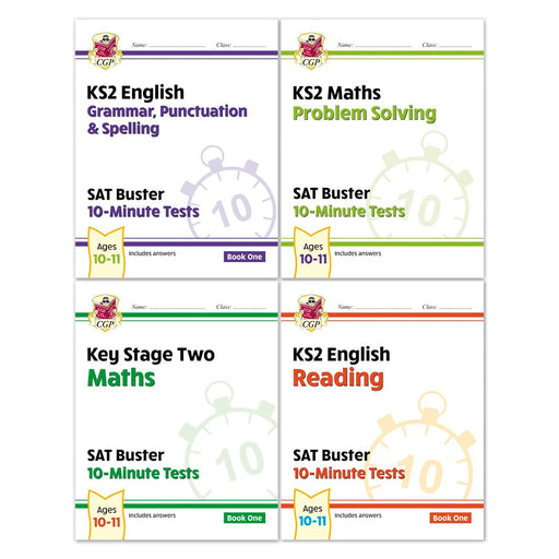 CGP Books KS2 SAT Buster 10-Minute Tests 4-book collection set, non-fiction paperback covers