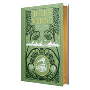 Leather-bound Jules Verne collection of novels including Five Weeks in a Balloon and Around the World in Eighty Days, by Wilco International.