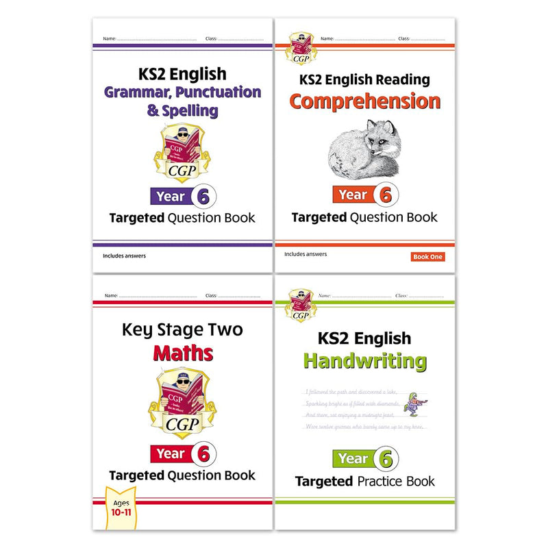 CGP Books KS2 Year 6 Targeted Questions 4-book collection, non-fiction paperback set four-volume cover display