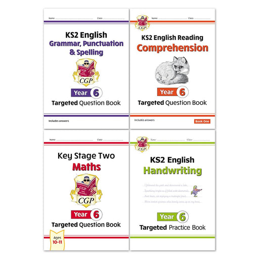 CGP Books KS2 Year 6 Targeted Questions 4-book collection, non-fiction paperback set four-volume cover display