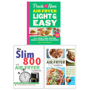 Blue Air Fryer from Pinch of Nom's Light & Easy collection, featuring the Slim 800 model on the book set cover.