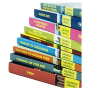 Set of George Orwell classic edition books including Homage to Catalonia and Burmese Days, featuring distinctive cover art.