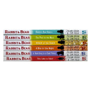 Collection of Julian Gough's Rabbit and Bear Series 1-6 children's books featuring colorful covers and playful illustrations.