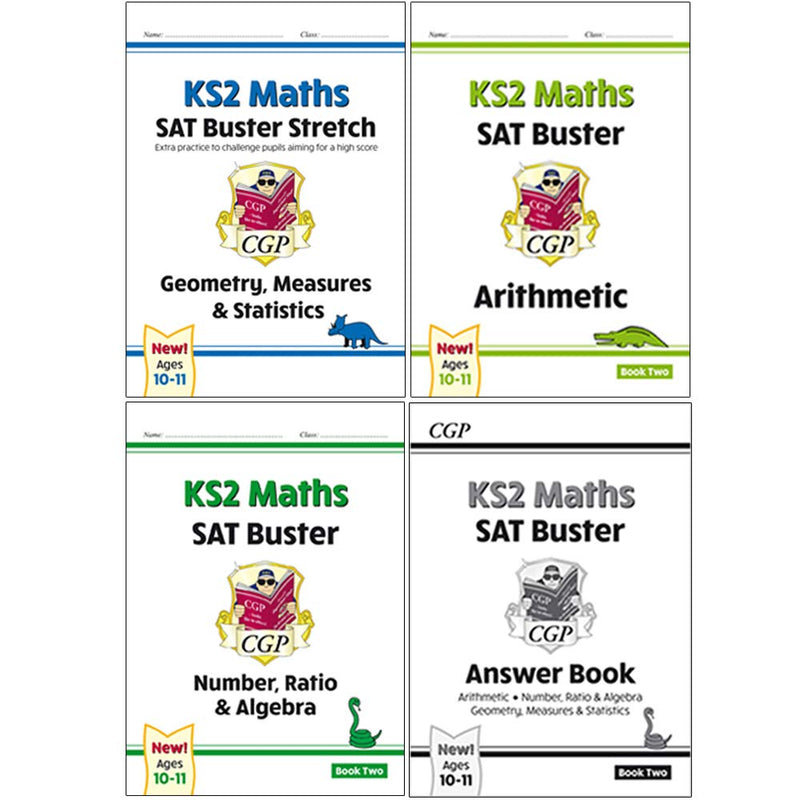 CGP New KS2 Maths SAT Buster Stretch 4 Books Collection Set Geometry, Measures & Statistics, Arithmetic, Number Ratio - The Book Bundle