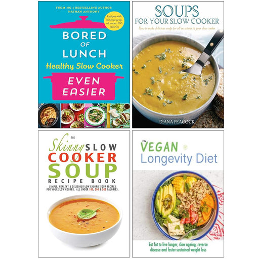 Bored of Lunch Healthy [Hardcover], Soups for Your Slow, The Skinny Slow & The Vegan Longevity Diet 4 Books Collection Set - The Book Bundle