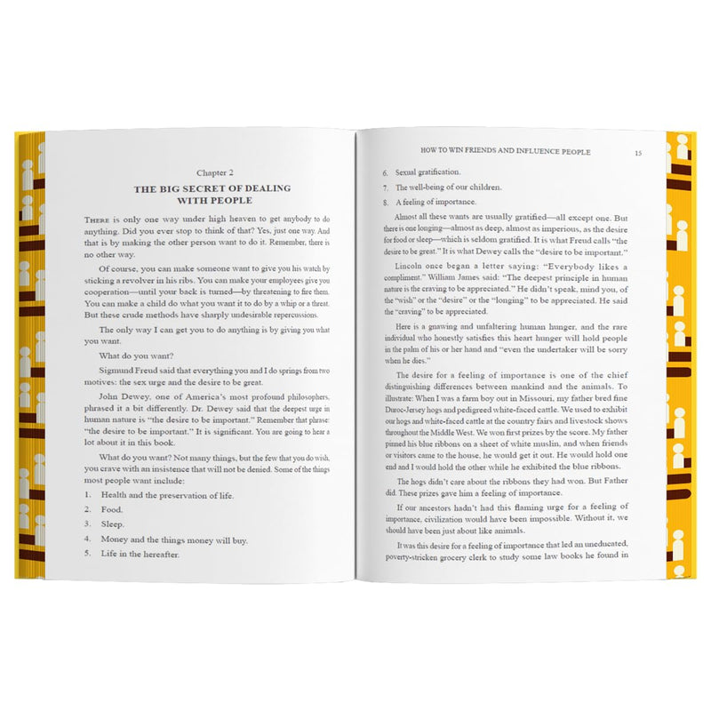 Book cover of "How to Win Friends and Influence People" by Dale Carnegie, with a sprayed edge design, published by Wilco International LLP.