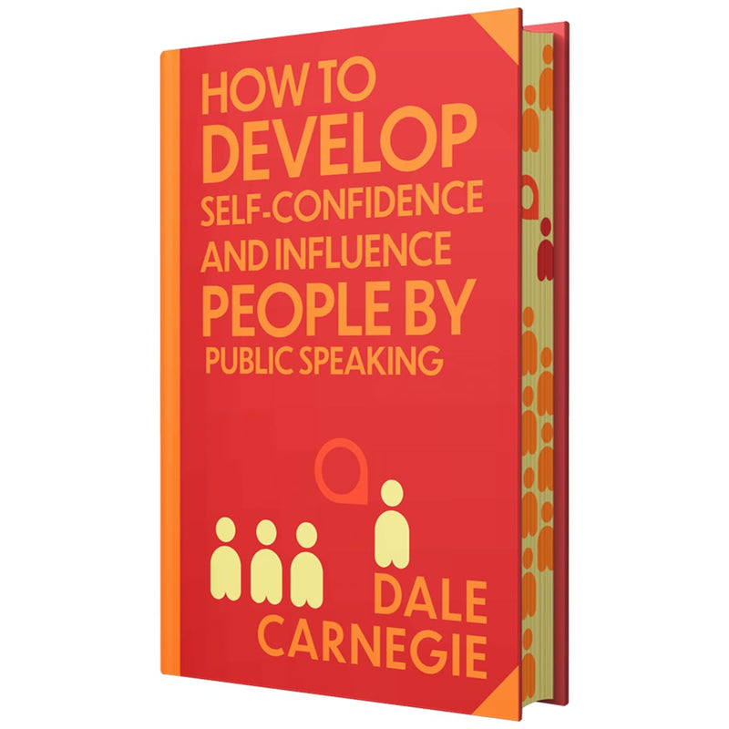 Book cover of "How to Develop Self-Confidence & Influence People" by Dale Carnegie, with a sprayed edge design and Wilco International LLP branding.