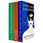 Crazy Rich Asians trilogy book set by Kevin Kwan, paperback edition, featuring three fiction novels with colorful covers.