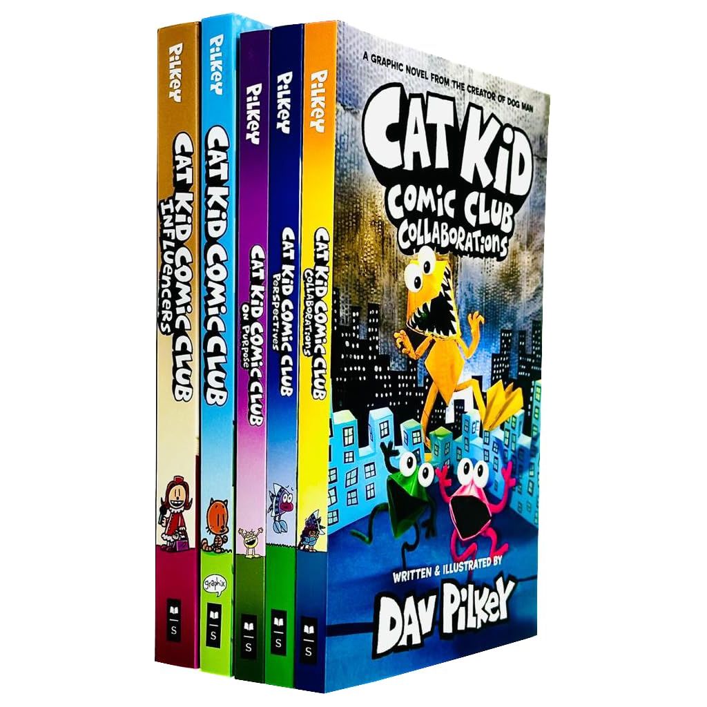 Cat Kid Comic Club Series 5 Books Collection Set By Dav Pilkey The cat-kid-comic-club-series-5-books-collection-set-by-dav-pilkey-the