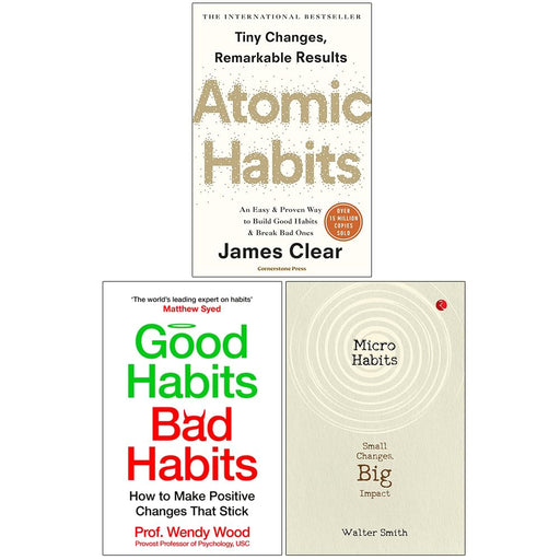 Atomic Habits, Good Habits Bad Habits and Micro Habits Small Changes Big Impact 3 Books Collection Set - The Book Bundle