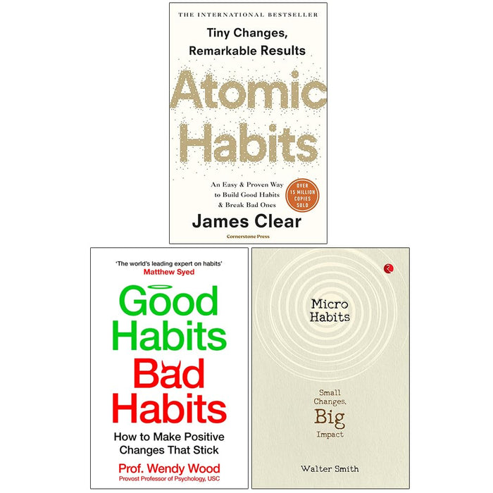 Atomic Habits, Good Habits Bad Habits and Micro Habits Small Changes Big Impact 3 Books Collection Set - The Book Bundle