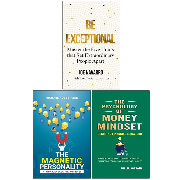 Be Exceptional, The Magnetic Personality and The Psychology of Money Mindset 3 Books Collection Set - The Book Bundle