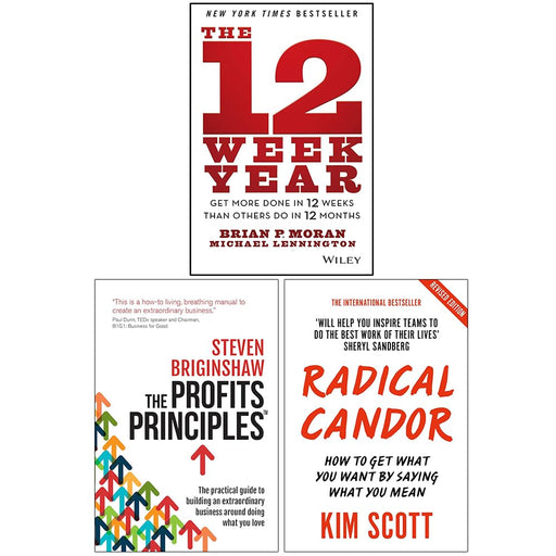 The 12 Week Year, The Profits Principles & Radical Candor 3 Books Collection Set - The Book Bundle