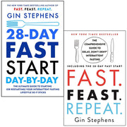 Gin Stephens Collection 2 books set including 28-Day FAST Start and Fast Feast Repeat by Griffin Ltd, featuring colorful book covers.