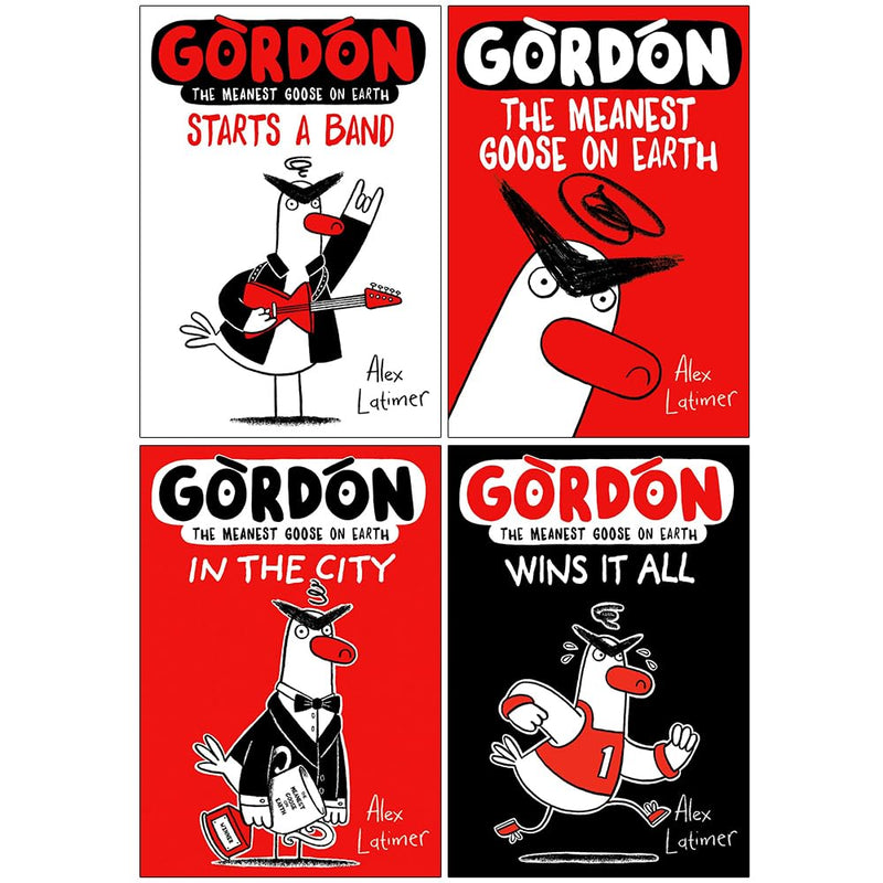 Collection of four Alex Latimer "Gordon the Meanest Goose on Earth" books, including Gordon Starts a Band and Gordon in the City.