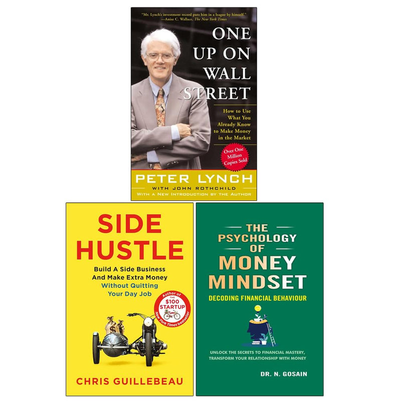 One Up On Wall Street, Side Hustle, The Psychology of Money Mindset 3-Book Collection Set - Non Fiction - Paperback