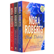 Set of three Nora Roberts In The Garden Trilogy books by Pitakus, featuring colorful covers and spine designs.
