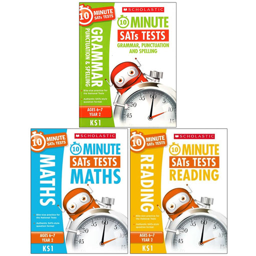 10 Minute SATs Tests KS1 Year 2 Ages 6-7 Collection 3 Books Set (Grammar, Punctuation & Spelling) - The Book Bundle