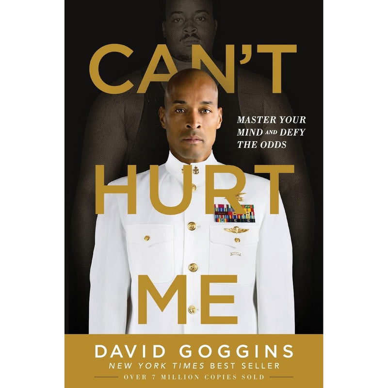 Cover image of "Can't Hurt Me" by David Goggins, a motivational book on mastering the mind, published by Lioncrest Publishing.