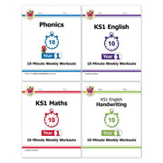 CGP 10-Minute Weekly Workouts KS1 4-book collection set, paperback activity books for ages 5-7