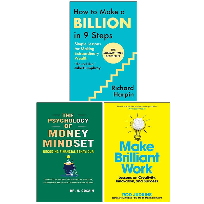 The Psychology Of Money Mindset, How to Make a Billion in Nine Steps(HB) and Make Brilliant Work 3 Books Collection Set - The Book Bundle