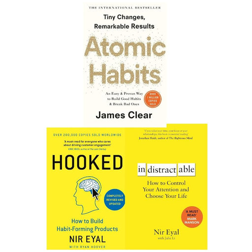 Atomic Habits, Indistractable, Hooked (Hardback) 3 Collection Books Set - The Book Bundle