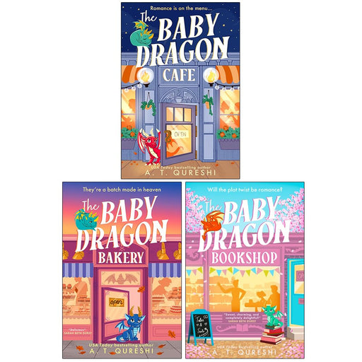 The Baby Dragon Series 3 Books Collection Set By A. T. Qureshi(The Baby Dragon & Cafe The Baby Dragon  & Bakery The Baby Dragon Bookshop - The Book Bundle