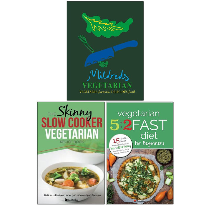 Mildreds Vegetarian [Hardcover],The Skinny Slow Cooker, Vegetarian 5:2 Fast Diet for Beginners 3 Books Collection Set - The Book Bundle