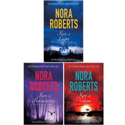 Set of three paperback fiction books in the Key Trilogy by Nora Roberts, featuring colorful cover artwork and the author's name.