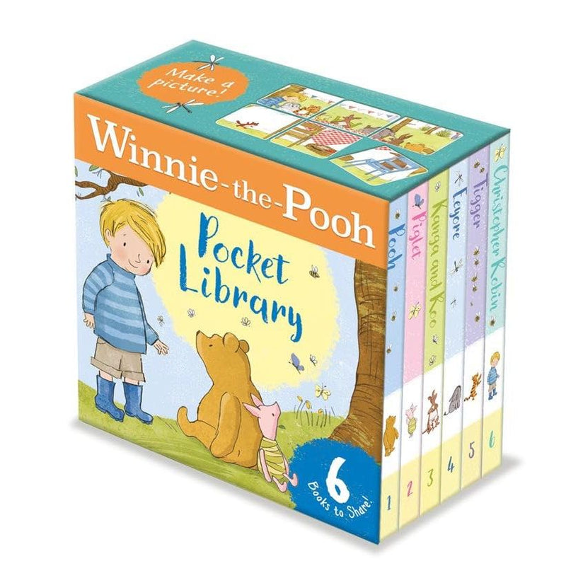 Disney Winnie-the-Pooh pocket library set with six fully illustrated miniature board books by Farshore, featuring classic Pooh stories.