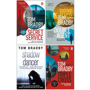 Collection of four Tom Bradby fiction paperback books including Secret Service, Double Agent, Triple Cross, and Shadow Dancer.