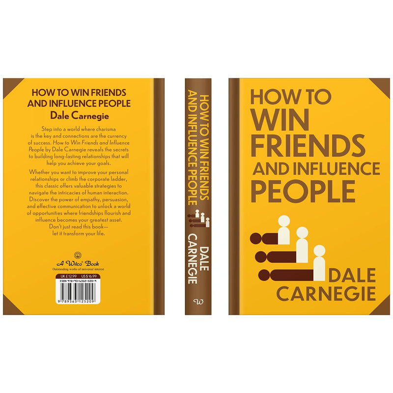 Book cover of "How to Win Friends and Influence People" by Dale Carnegie, published by Wilco International LLP, with a sprayed edge design.