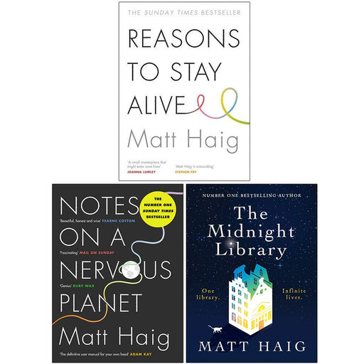 Matt Haig Collection 3 Books Set (Reasons To Stay Alive, Notes On A Nervous Planet, The Midnight Library) - The Book Bundle
