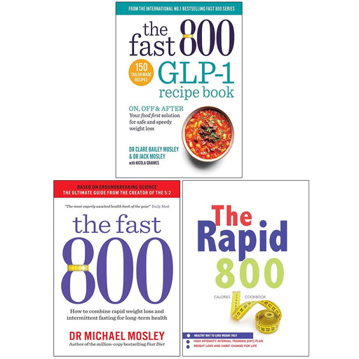 Fast 800 GLP-1 recipe book by Clare Mosley, featuring healthy meal ideas from the Fast 800 collection, paperback edition.