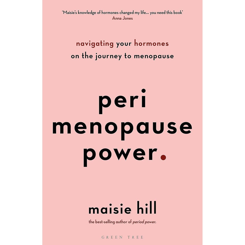 Green Tree book titled "Perimenopause Power" by Maisie Hill, focusing on hormone health during menopause journey.