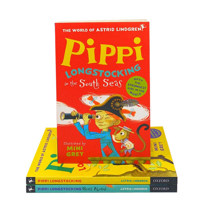 Pippi Longstocking 3 books collection set by mini grey World of Astrid Lindgren - The Book Bundle