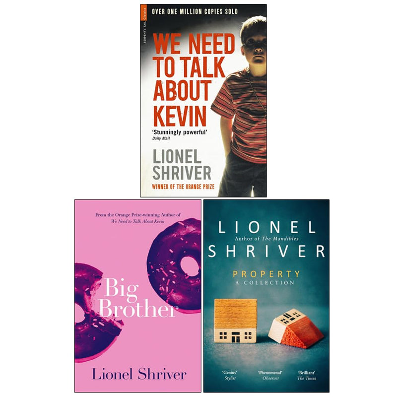 Set of two paperback fiction books by Lionel Shriver, "We Need to Talk About Kevin" and "Big Brother," published by Serpent's Tail.