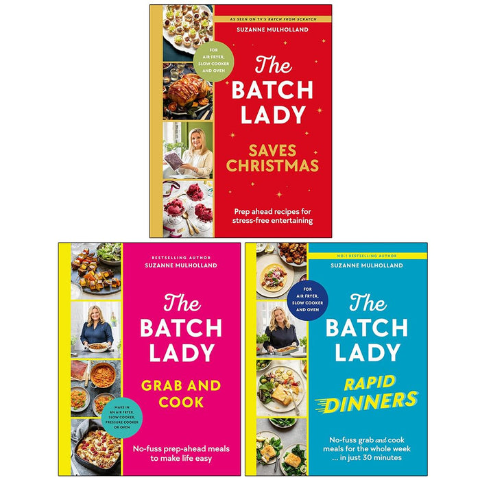 Suzanne Mulholland The Batch Lady 3 Books Collection Set (The Batch Lady Saves Christmas, Grab and Cook and Rapid Dinners) - The Book Bundle