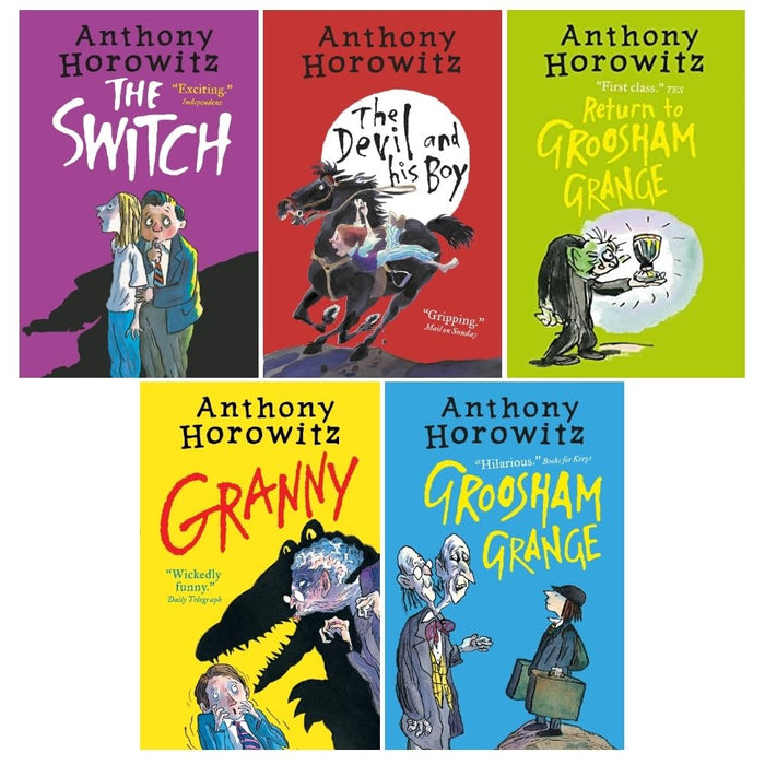Anthony Horowitz Wickedly Funny 5 Books Collection Set (Groosham Grange, Return to Groosham Grange, The Switch, Granny, The Devil and His Boy) - The Book Bundle