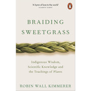 Three paperback books by Robin Wall Kimmerer, Gathering Moss, Braiding Sweetgrass, and The Serviceberry, in a collection set.