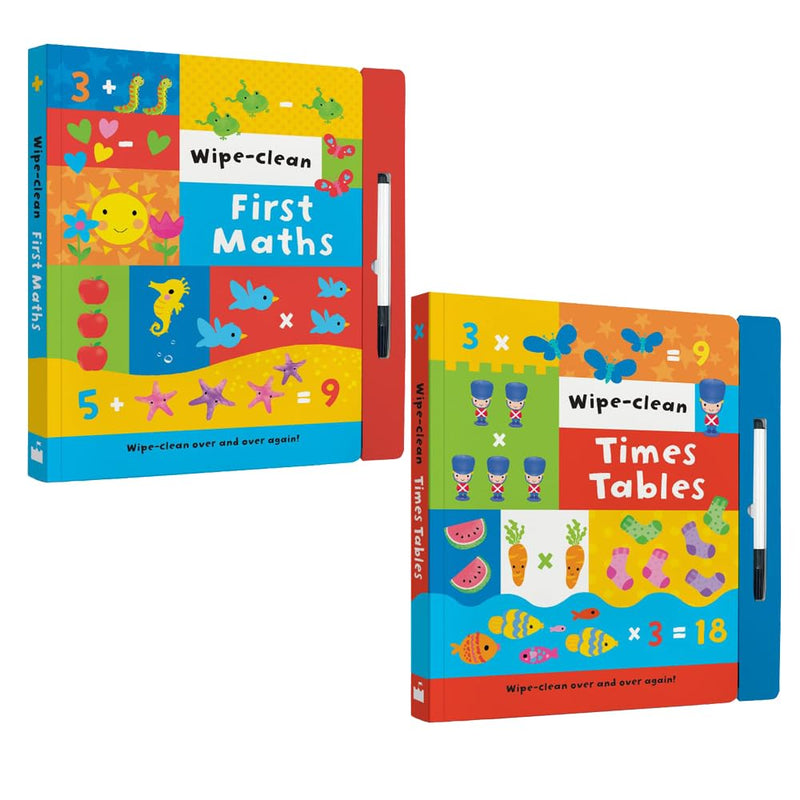 Wipe Clean First Maths and Times Tables 2 Books Collection Set by Sandcastle Books - The Book Bundle