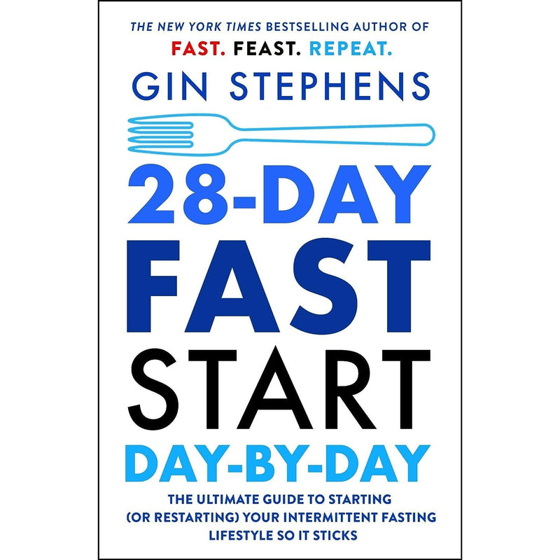 Gin Stephens collection with two books: 28-Day FAST Start and Fast Feast Repeat, by Griffin Ltd, showing book covers.