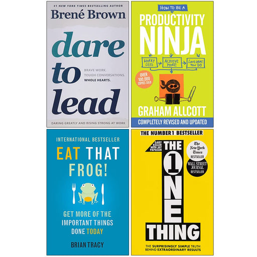Dare to Lead, How to be a Productivity Ninja, Eat That Frog, The One Thing 4 Books Collection Set - The Book Bundle