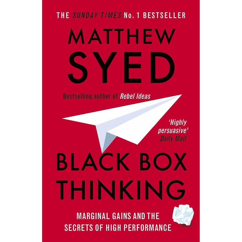 Set of three nonfiction paperback books including Nudge, Predictably Irrational, and Black Box Thinking by Cass Sunstein, Thaler, Ariely, and Syed.