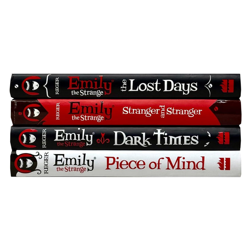 Emily the Strange 4 Books collection set by Rob Reger and Jessica Gruner, hardcover fiction books featuring dark, quirky illustrations.